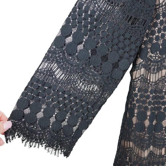 Eliza J Black Lace Dress Cocktail Party‎ Midi Elegant Size 12 - Picture 4 of 9